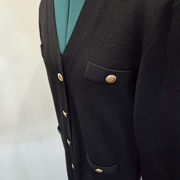 Ann Taylor Black Long Sleeve Sheath Dress V-Neck L - Picture 3 of 7